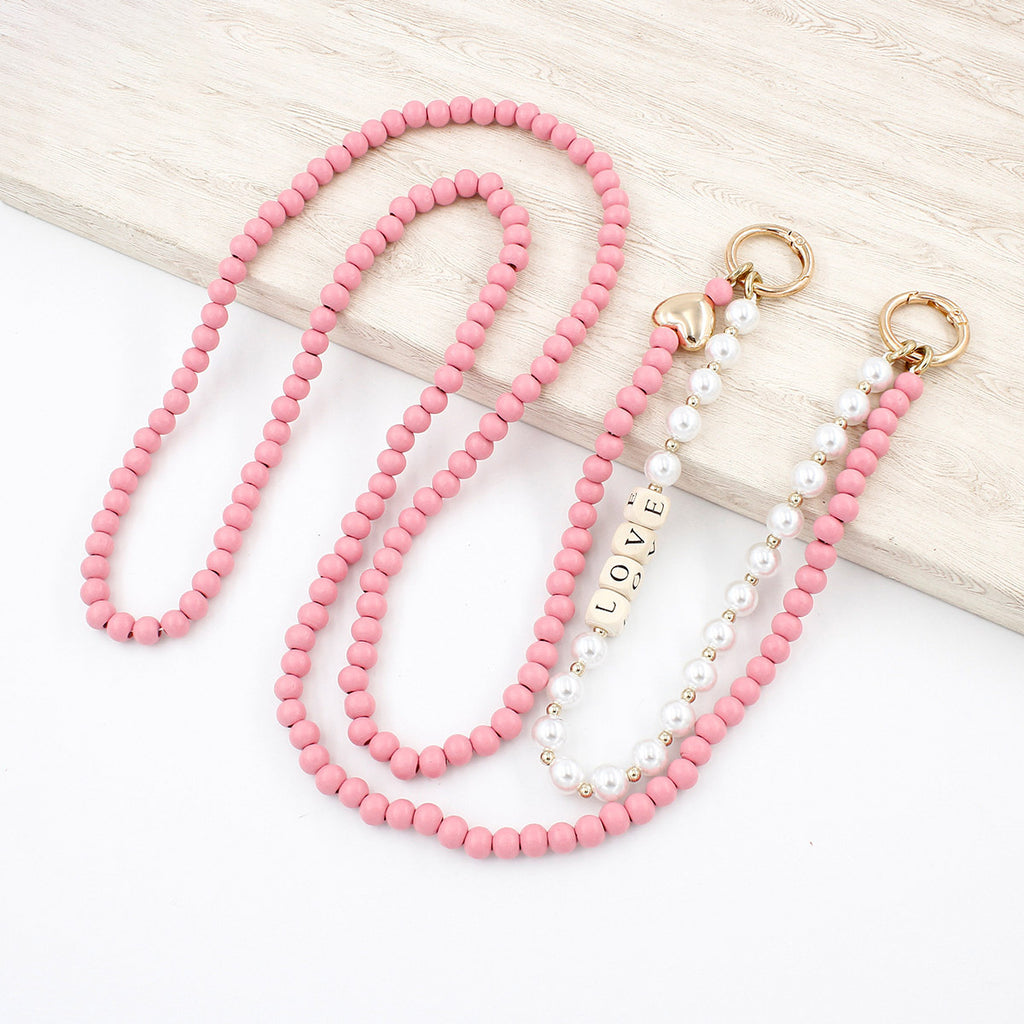 Autumn And Winter Wooden Bead Bag Chain Letter Double Layer