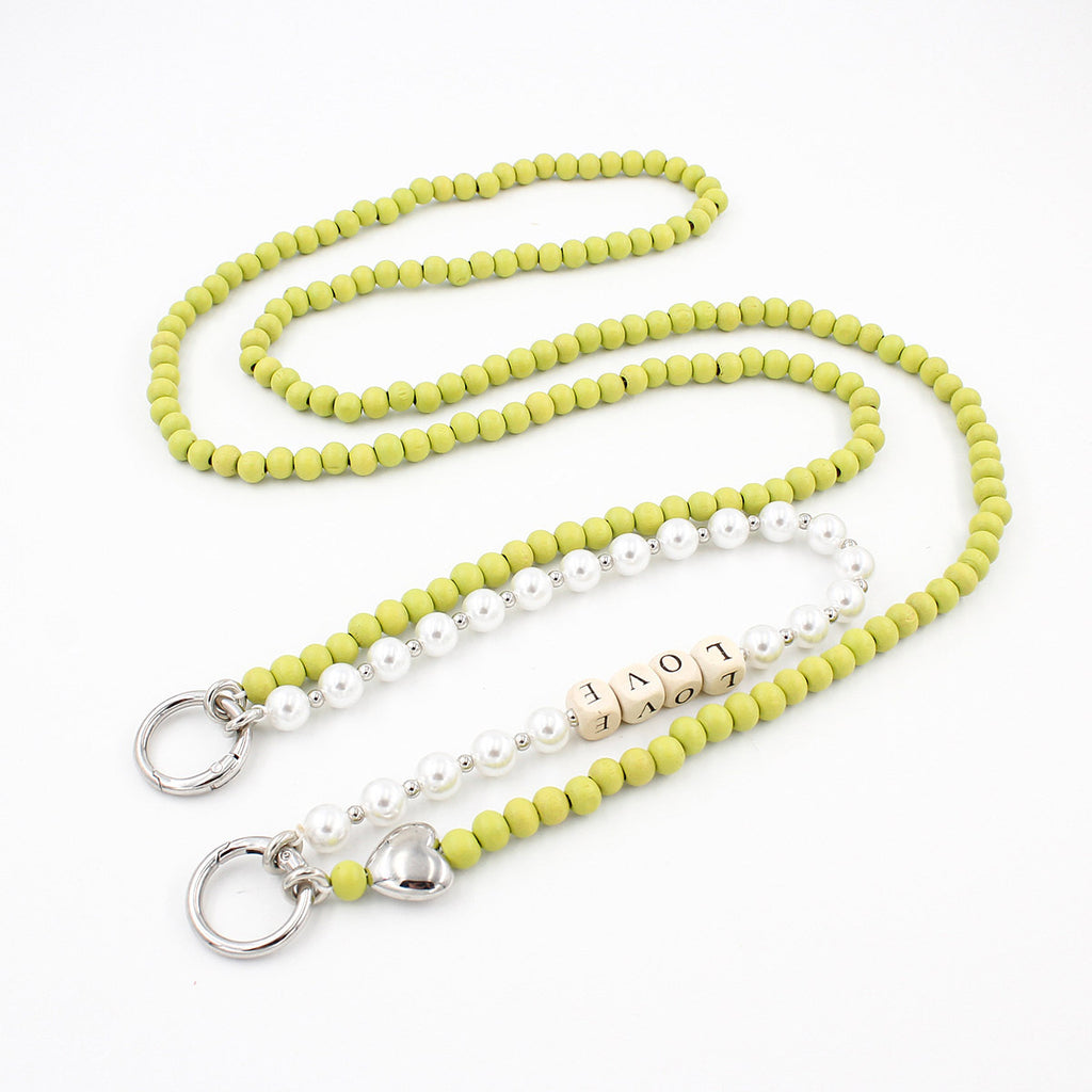 Autumn And Winter Wooden Bead Bag Chain Letter Double Layer